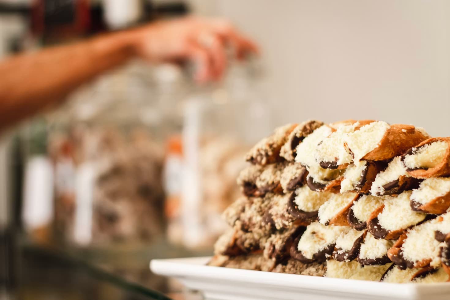 Stack of cannoli for dessert