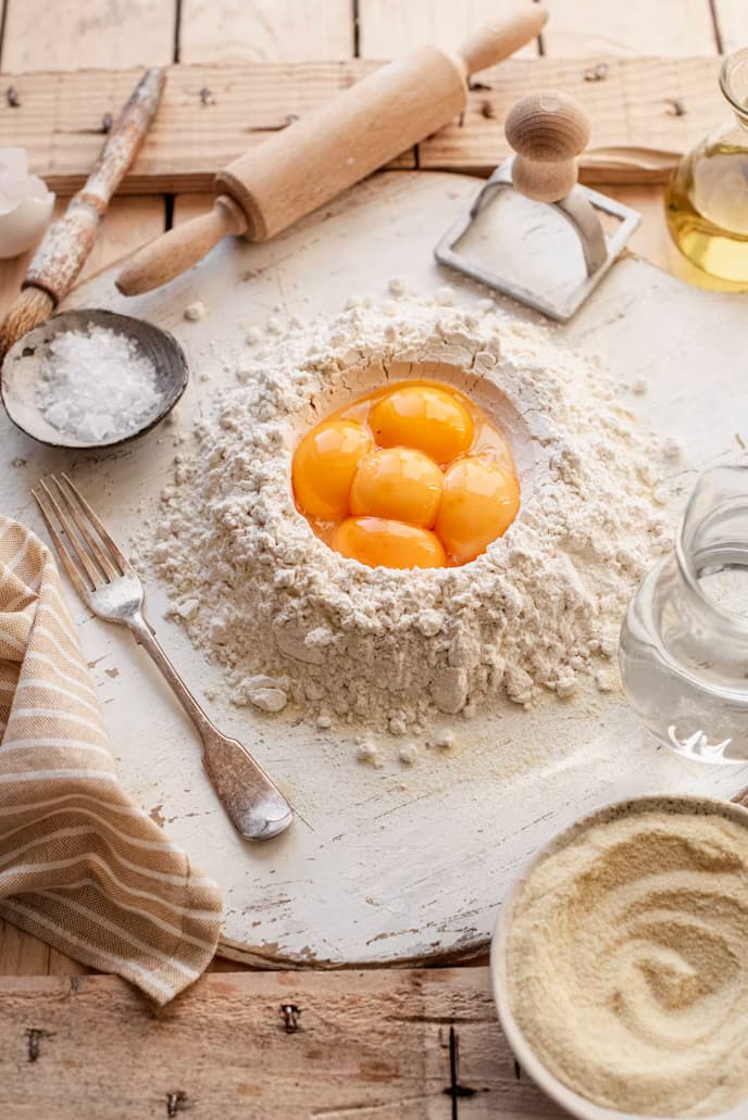 Flour, eggs, and semolina for pasta